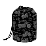 Motorcycle Quote Pattern Print Drawstring Makeup Bag