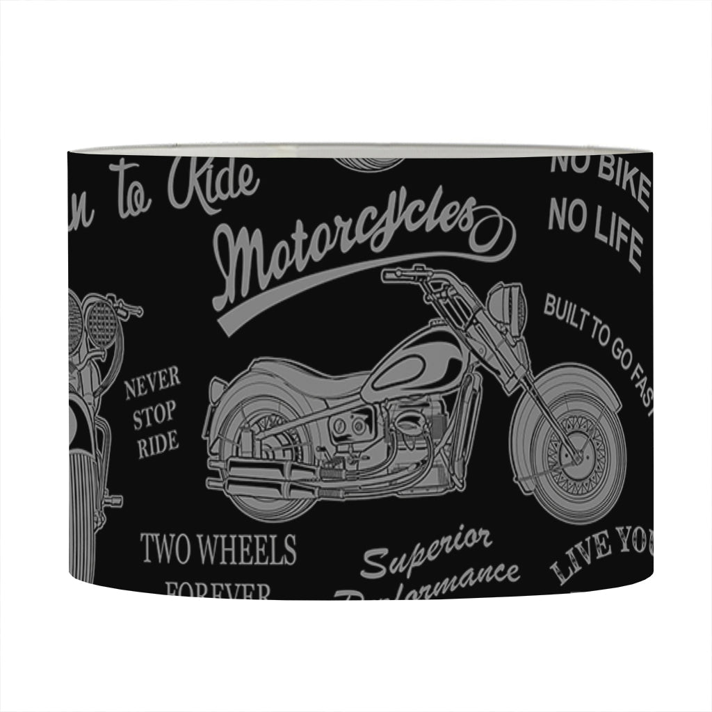Motorcycle Quote Pattern Print Drum Lamp Shade