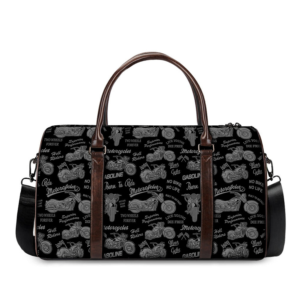 Motorcycle Quote Pattern Print Duffle Bag