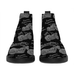 Motorcycle Quote Pattern Print Flat Ankle Boots
