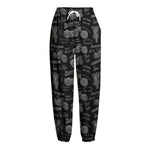 Motorcycle Quote Pattern Print Fleece Lined Knit Pants
