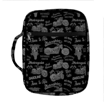 Motorcycle Quote Pattern Print Front Pocket Bible Bag