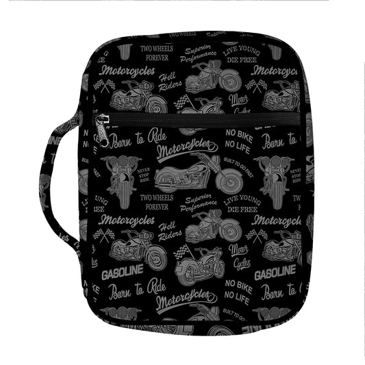 Motorcycle Quote Pattern Print Front Pocket Bible Bag