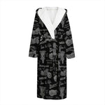 Motorcycle Quote Pattern Print Hooded Bathrobe