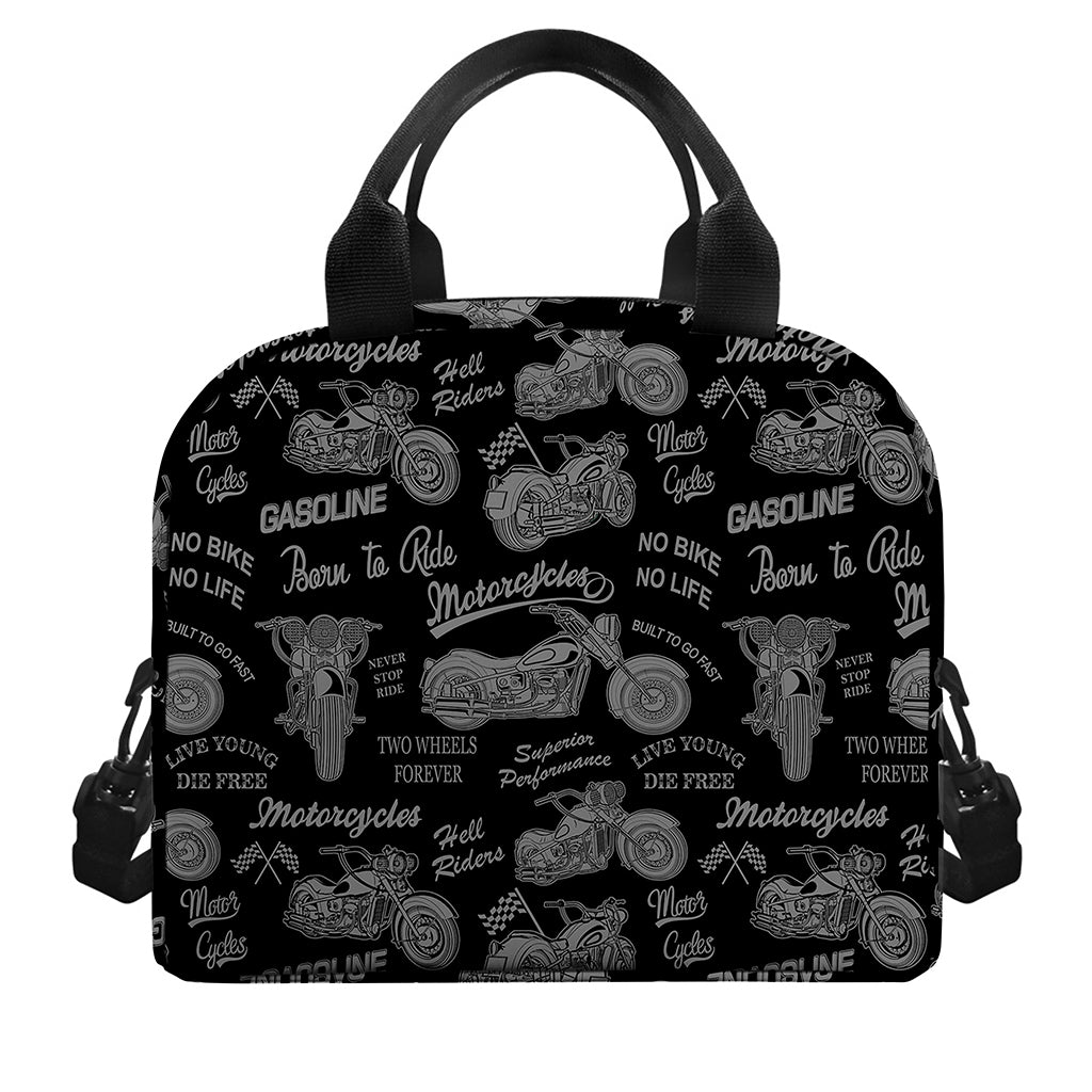 Motorcycle Quote Pattern Print Insulated Lunch Bag