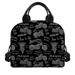 Motorcycle Quote Pattern Print Insulated Lunch Bag