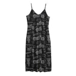 Motorcycle Quote Pattern Print Jersey Midi Cami Dress