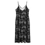 Motorcycle Quote Pattern Print Jersey Midi Cami Dress