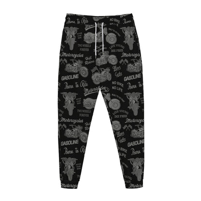 Motorcycle Quote Pattern Print Jogger Pants