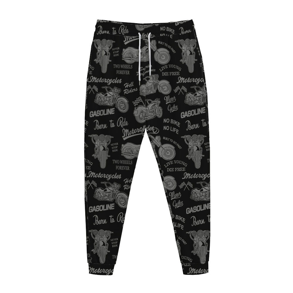 Motorcycle Quote Pattern Print Jogger Pants