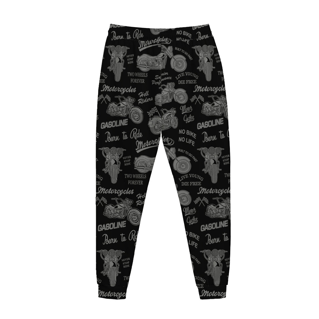 Motorcycle Quote Pattern Print Jogger Pants