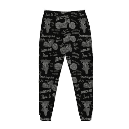 Motorcycle Quote Pattern Print Jogger Pants