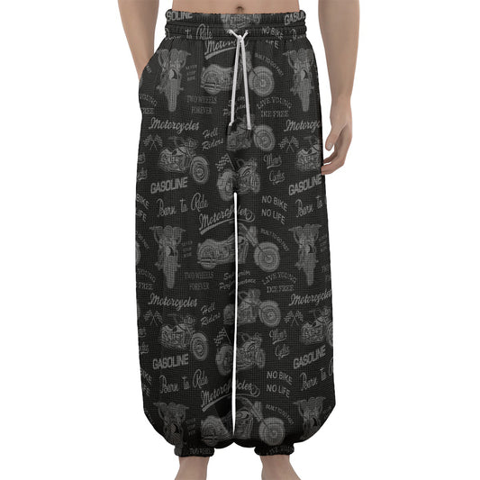 Motorcycle Quote Pattern Print Lantern Pants