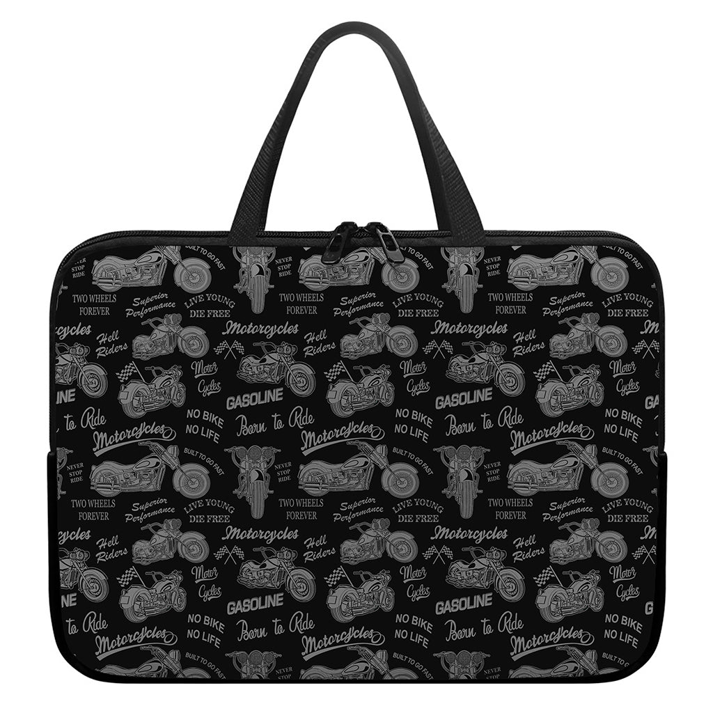 Motorcycle Quote Pattern Print Laptop Sleeve With Handle