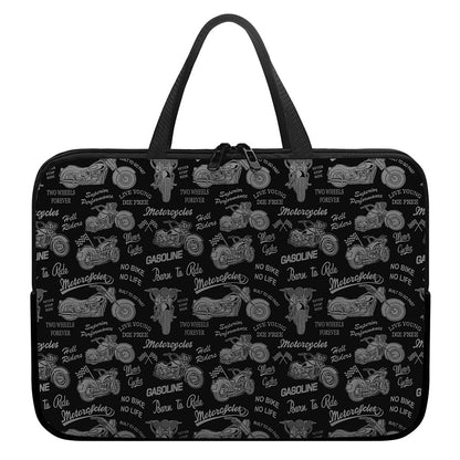 Motorcycle Quote Pattern Print Laptop Sleeve With Handle