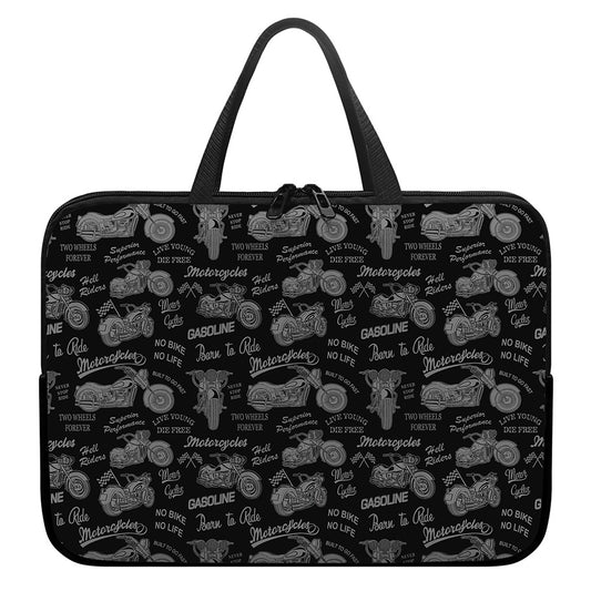 Motorcycle Quote Pattern Print Laptop Sleeve With Handle