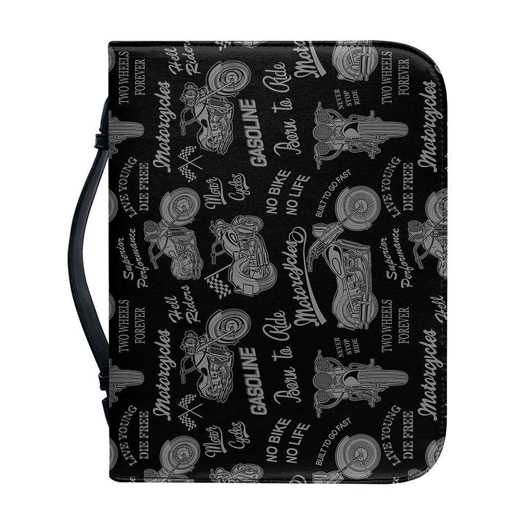 Motorcycle Quote Pattern Print Leather Bible Cover