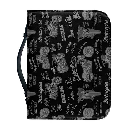 Motorcycle Quote Pattern Print Leather Bible Cover
