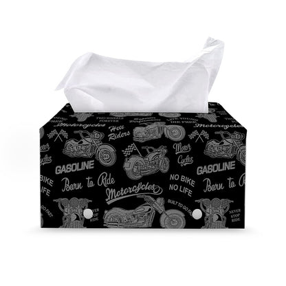 Motorcycle Quote Pattern Print Leather Tissue Box Cover