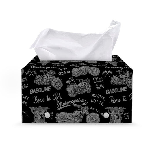 Motorcycle Quote Pattern Print Leather Tissue Box Cover