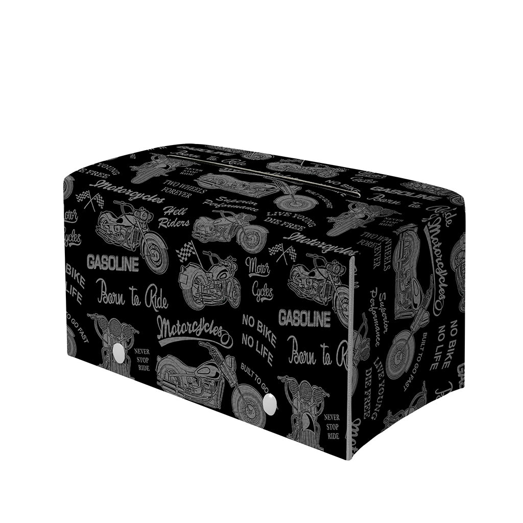 Motorcycle Quote Pattern Print Leather Tissue Box Cover
