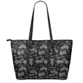 Motorcycle Quote Pattern Print Leather Tote Bag With Zipper