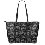 Motorcycle Quote Pattern Print Leather Tote Bag