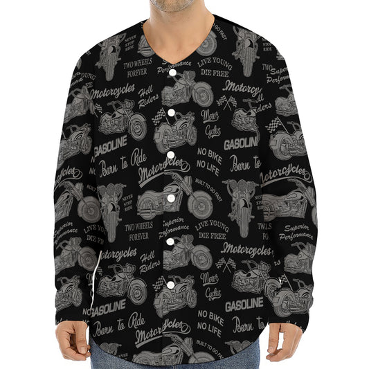 Motorcycle Quote Pattern Print Long Sleeve Baseball Jersey