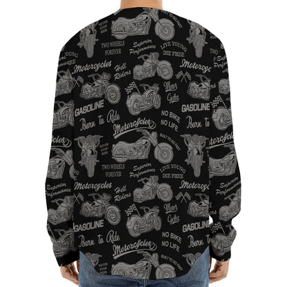 Motorcycle Quote Pattern Print Long Sleeve Baseball Jersey