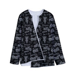Motorcycle Quote Pattern Print Long Sleeve Short Coat
