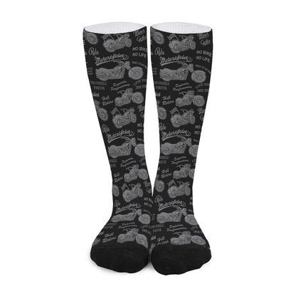 Motorcycle Quote Pattern Print Long Socks