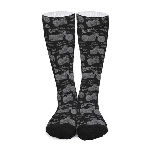 Motorcycle Quote Pattern Print Long Socks