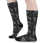 Motorcycle Quote Pattern Print Long Socks