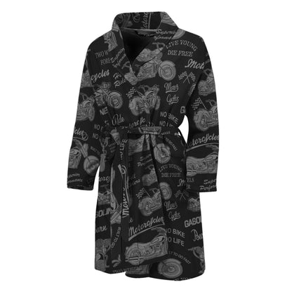 Motorcycle Quote Pattern Print Men's Bathrobe