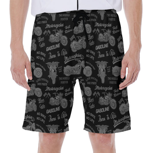 Motorcycle Quote Pattern Print Men's Beach Shorts