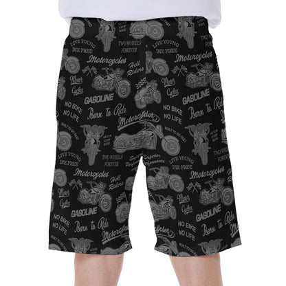 Motorcycle Quote Pattern Print Men's Beach Shorts