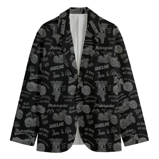 Motorcycle Quote Pattern Print Men's Blazer
