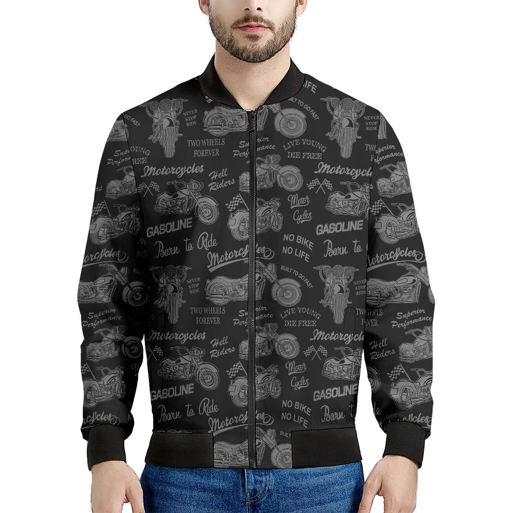 Motorcycle Quote Pattern Print Men's Bomber Jacket