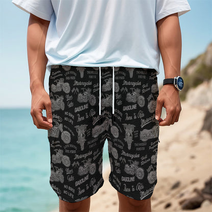 Motorcycle Quote Pattern Print Men's Cargo Shorts