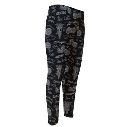 Motorcycle Quote Pattern Print Men's Compression Pants