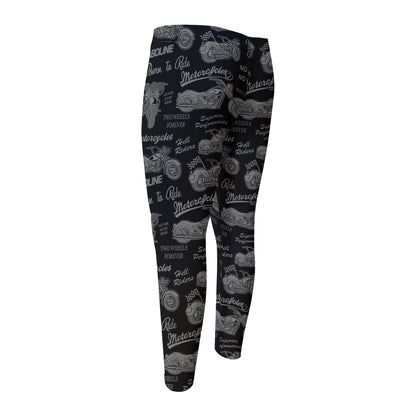 Motorcycle Quote Pattern Print Men's Compression Pants
