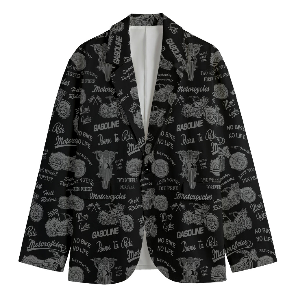 Motorcycle Quote Pattern Print Men's Cotton Blazer