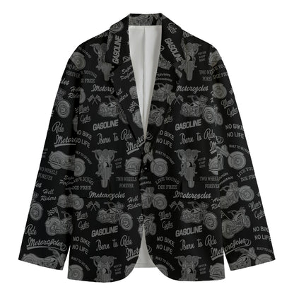 Motorcycle Quote Pattern Print Men's Cotton Blazer