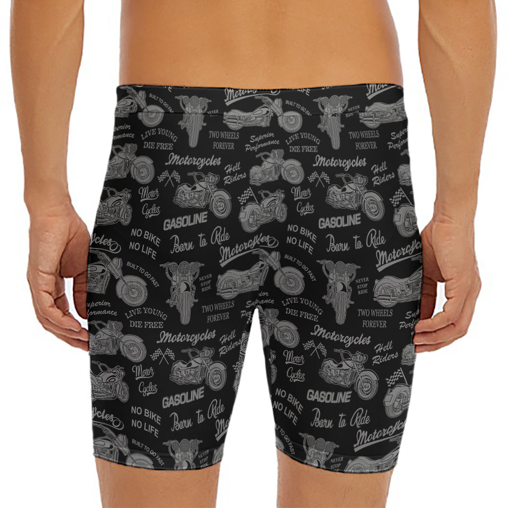 Motorcycle Quote Pattern Print Men's Long Boxer Briefs