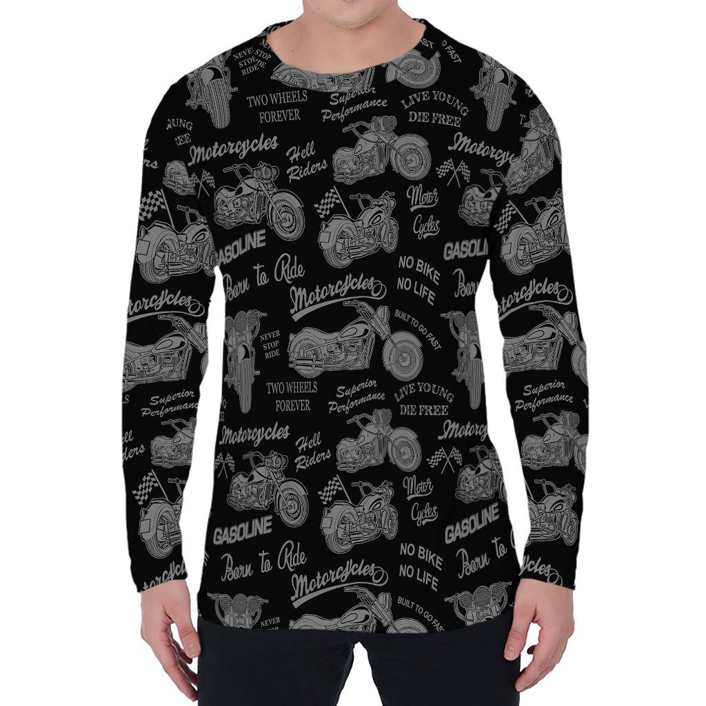 Motorcycle Quote Pattern Print Men's Long Sleeve T-Shirt