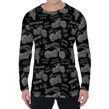 Motorcycle Quote Pattern Print Men's Long Sleeve T-Shirt