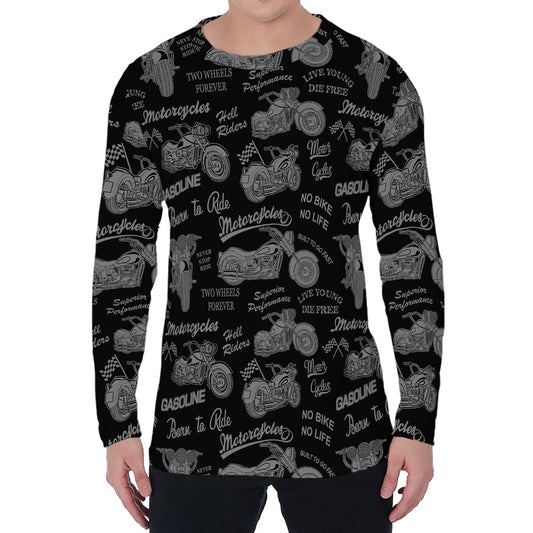 Motorcycle Quote Pattern Print Men's Long Sleeve T-Shirt