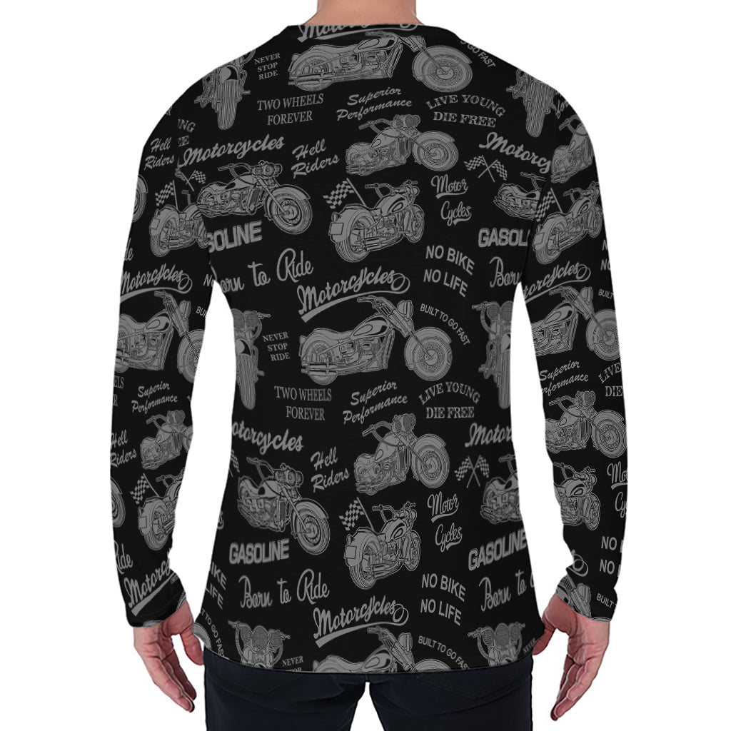 Motorcycle Quote Pattern Print Men's Long Sleeve T-Shirt