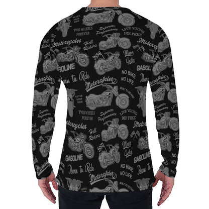 Motorcycle Quote Pattern Print Men's Long Sleeve T-Shirt