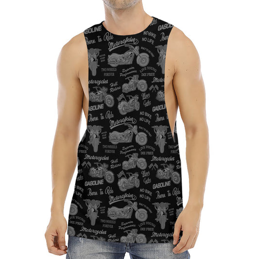 Motorcycle Quote Pattern Print Men's Muscle Tank Top